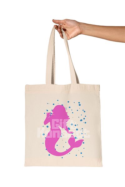 giftkonsept Mermaid Gold Siren Call Printed Gift Organic Raw Cloth Bag