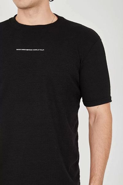 Mirage Unisex Jacquard Fabric Slim Fit T-Shirt - Black
