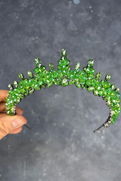 Limelia تاج حناء العروس المطرز باللون الأخضر الفاتح من ليكيا