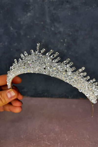 Limelia Transparent Silver Edis Bead Embroidered Bridal Henna Crown