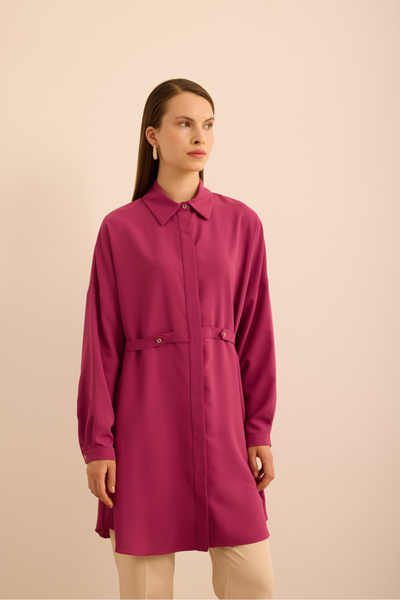 Aker Önden Apolet Detaylı Dokuma Tunik