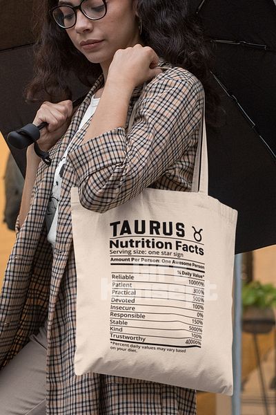 giftkonsept Taurus Taurus Nutrition Facts Humorous Printed Gift Organic Raw Cloth Bag