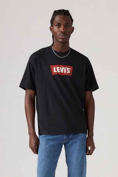 Levi's Мъжка черна тениска с винтидж черно-бяла графика и винтидж чили