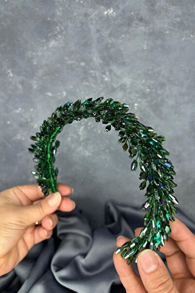 Limelia Coroană de henna pentru mireasă verde și accesoriu pentru turban de păr