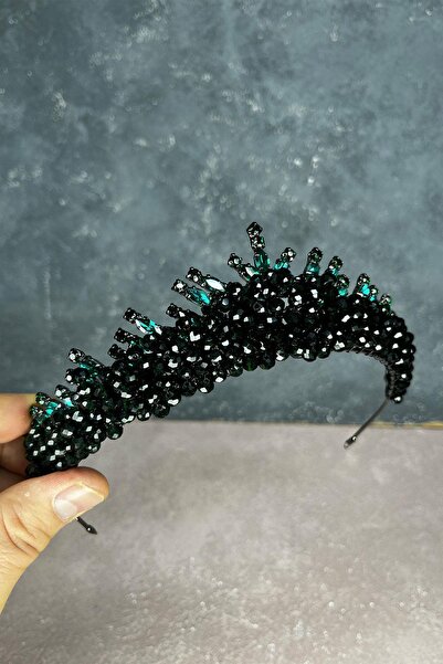 Limelia Σμαραγδένια πράσινη κορώνα νυφικής χέννας με χάντρες Edis