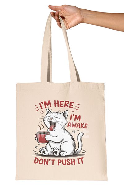 giftkonsept Cat Funny Humorous Cat Lover Cat Owner Fun Printed Gift Organic Raw Cloth Bag