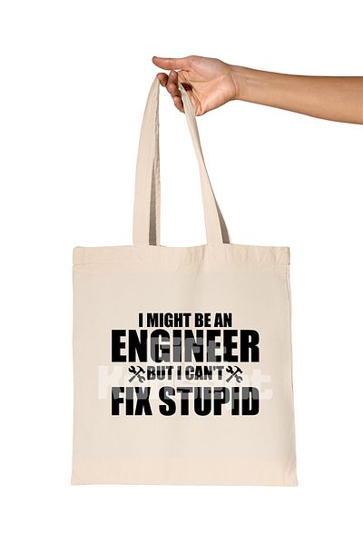 giftkonsept I Might Be an Engineer Printed Engineer Organic Raw Cloth Bag