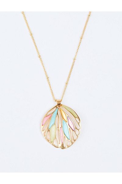 Jimmy Key Adjustable Necklace with Oval Figure and Mixed Enamel Detail