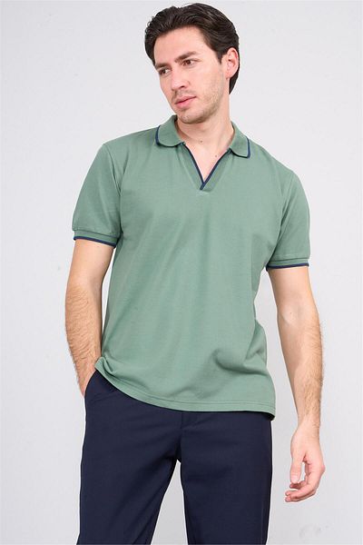 Çetinkaya Chester Polo 3794 Men's Apaş Collar Combed Cotton Pique T-Shirt Çağla