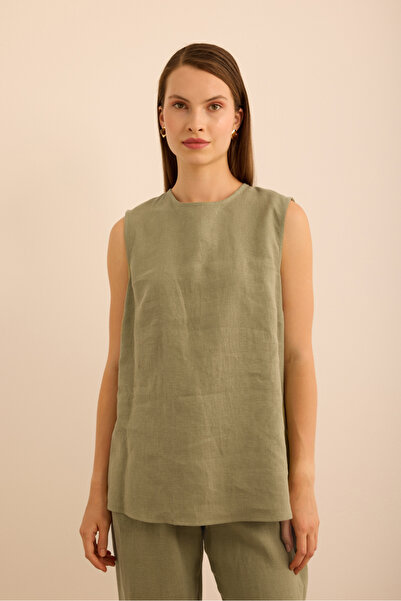 Aker Αμάνικη λινή μπλούζα με λαιμόκοψη ποδηλάτου