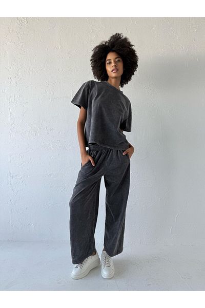 Pulli Collection Ежедневен панталон с висока талия, който може да се пере – Антрацит