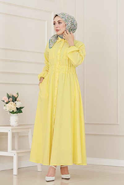 Sevitli فستان ياسمين بجيب مطاطي عند الخصر - أصفر