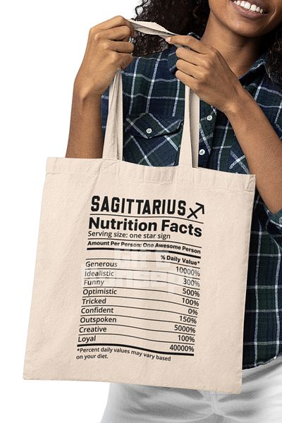 giftkonsept Sagittarius Sagittarius Nutrition Facts Fun Printed Gift Organic Raw Cloth Bag