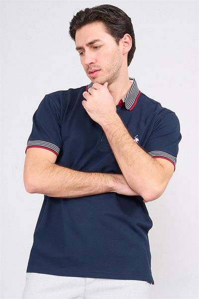 Çetinkaya Chester Polo 3951 Men's Polo Neck Combed Cotton Pique T-Shirt Navy Blue