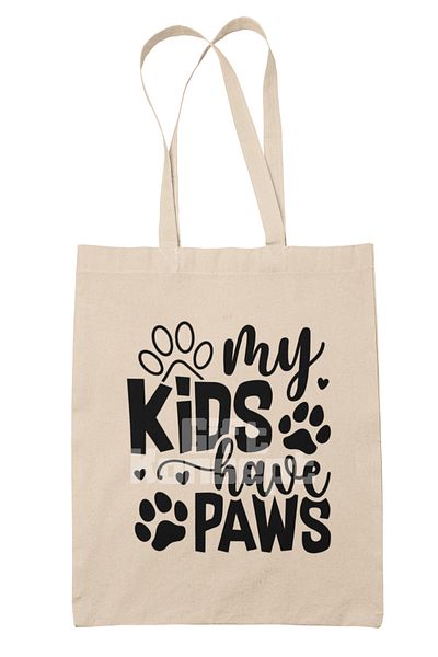 giftkonsept My Kids Have Paws Written Funny Dog Owner Printed Gift Organic Raw Cloth Bag