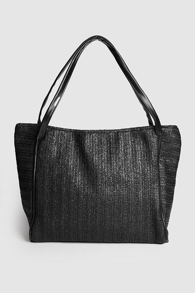 La La'Graccio Paris Lagraccio Paris Women's Aceo Straw-Knitted Large Size Shoulder Bag Straw Black
