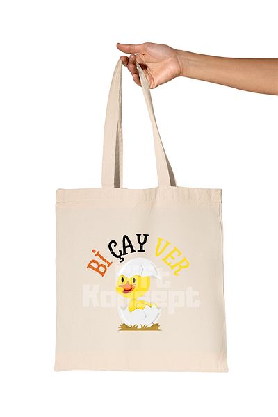 giftkonsept Bi Tea Ver-Cute Chick Printed Gift Organic Raw Cloth Bag
