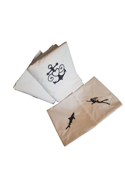 ARIALE Embroidered Bed Linen SEA by Ariale, for 2 people, 4-piece set, cotton ranforce, 200 x220 cm