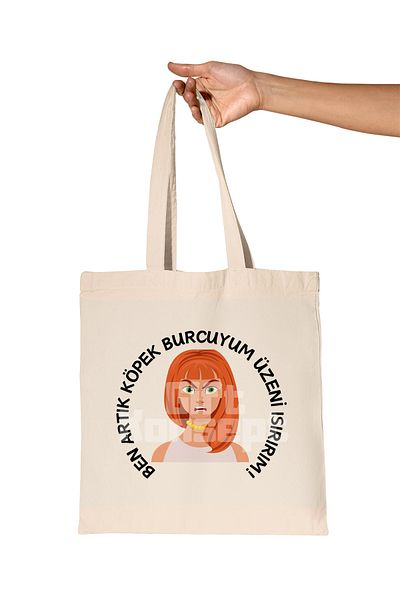 giftkonsept Dog Sign Women Funny Printed Gift Organic Raw Cloth Bag