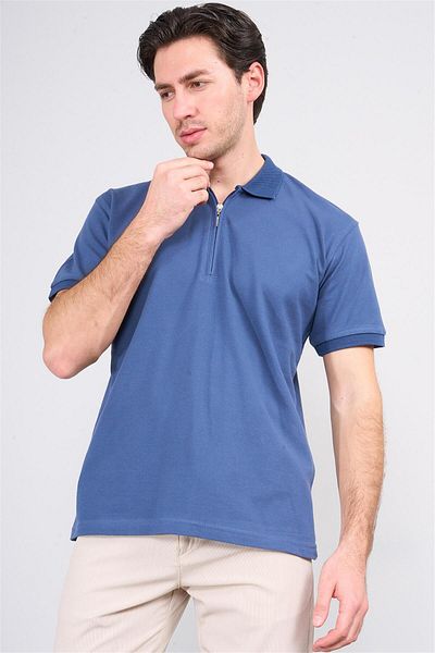 Çetinkaya Chester Polo 3872 Men's Polo Collar 30/1 Combed Cotton Pique T-Shirt Dark Indigo