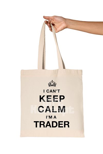 giftkonsept Keep Calm Trader Printed Stock Market Organic Raw Cloth Bag