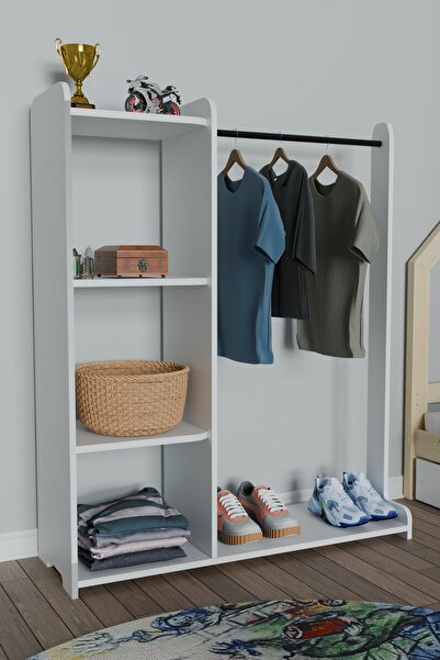 Remaks MODA AÇIK ELBİSE DOLABI KONFEKSİYON ASKISI PORTMANTO ASKILIK-BEYAZ