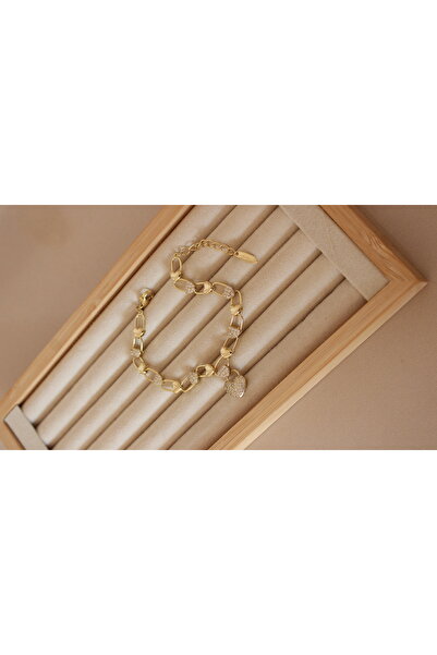 Tişt Accessory سوار Xuping مطلي بالذهب من حجر الزركون على شكل قلب وسلسلة من ا...