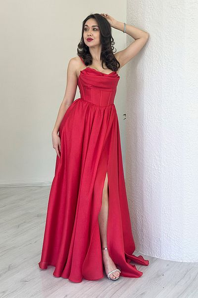 zks grup tekstil Rochie de seară cu decolteu în spate pentru femei, cu detaliu de corset, albastru bleumarin, roșu, albastru bebeluș