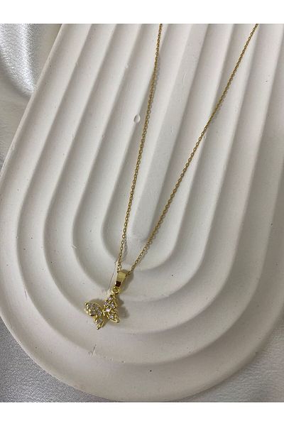 stainless steell Minimal Zircon Butterfly Steel Necklace