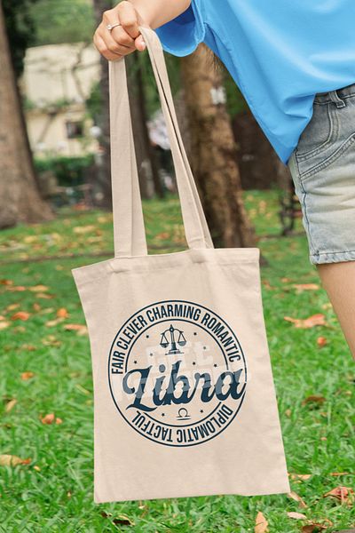 giftkonsept Libra Traits Printed Libra Zodiac Sign Printed Gift Organic Raw Cloth Bag