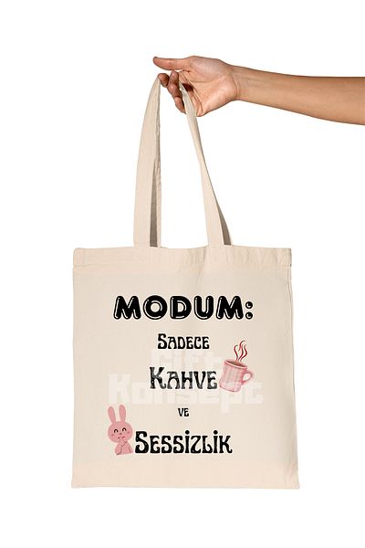 giftkonsept Modum Only Coffee and Silence Printed Gift Organic Raw Cloth Bag