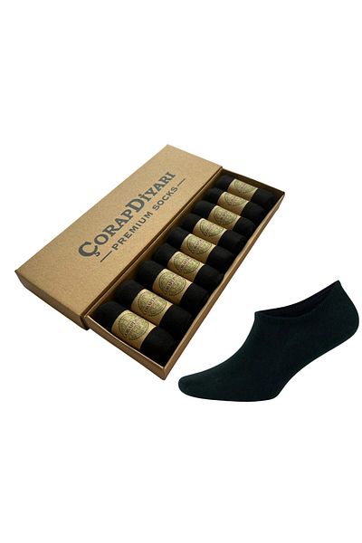 Çorapdiyari Premium Bamboo Ανδρικά αθλητικά παπούτσια Invisible Under Ankle Sports Booties Κάλτσες 9 τεμαχίων Ειδικό κουτί - Μαύρο