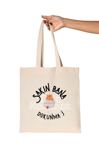 giftkonsept Don'T Touch Me - Cat Printed Gift Organic Raw Cloth Bag