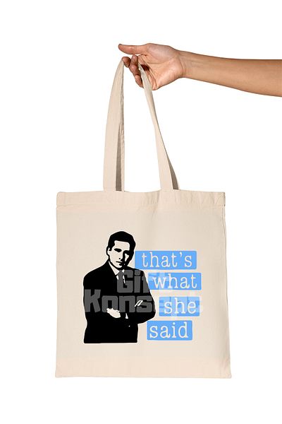 giftkonsept That's What She Said Blue Michael Scott Printed the Office Organic Raw Cloth Bag