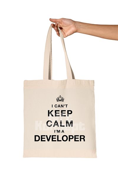 giftkonsept Keep Calm Developer Printed Software Organic Raw Cloth Bag