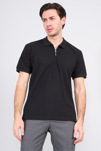 Çetinkaya Chester Polo 3872 Men's Polo Neck 30/1 Combed Cotton Pique T-Shirt Black