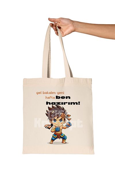 giftkonsept Let's See What's New This Week I'M Ready - Men's Figured Printed Gift Organic Raw Cloth Bag