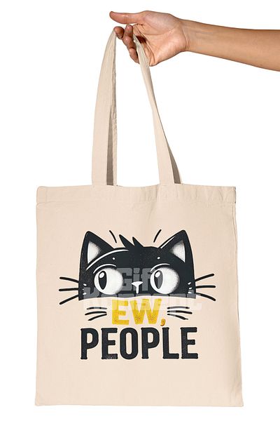 giftkonsept Cat Funny Written Humorous Cat Lover Cat Owner Joke Printed Gift Organic Raw Cloth Bag