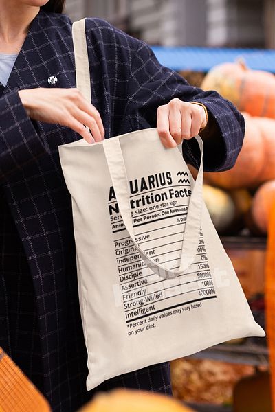 giftkonsept Aquarius Aquarius Nutrition Facts Fun Printed Gift Organic Raw Cloth Bag