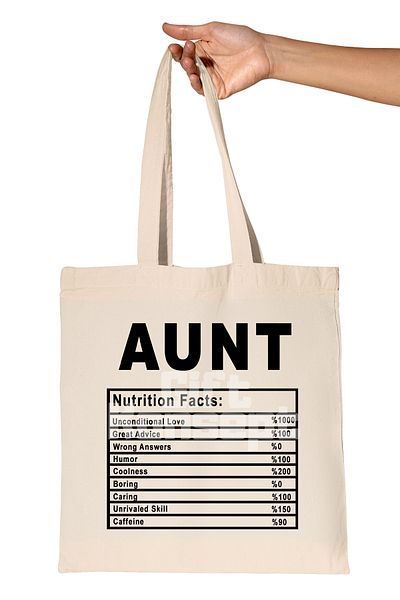 giftkonsept Aunt Nutrition Facts Printed Aunt Hala Gift Organic Raw Cloth Bag