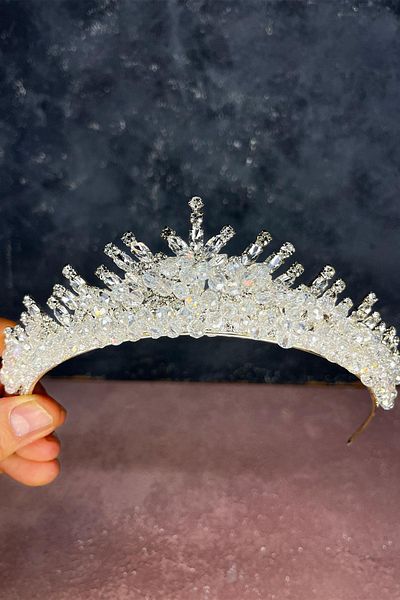 Limelia Transparent Silver Edis Bead Embroidered Bridal Henna Crown