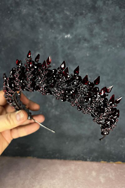 Limelia Coroană de mireasă cu design cu mărgele Burgundy Ala