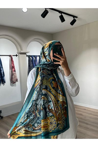 Merwiss Imported Voile Green Ethnic Patterned Shawl