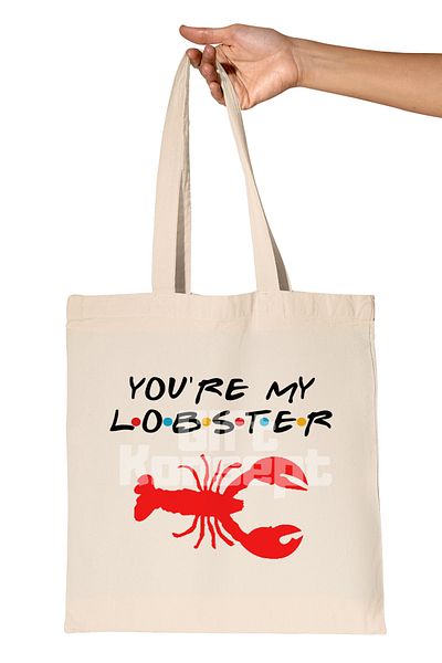 giftkonsept You'Re My Lobster Printed Friends Organic Raw Cloth Bag
