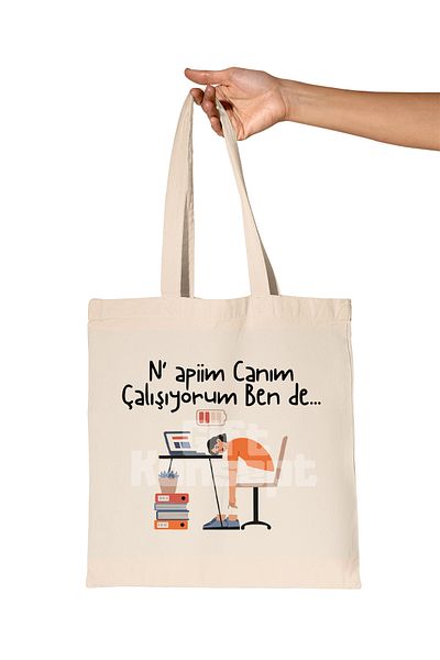 giftkonsept Istanbul Text Printed Gift Organic Raw Cloth Bag