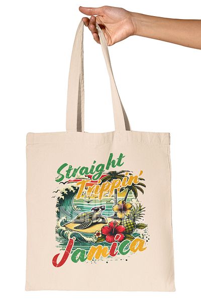 giftkonsept Jamica Summer Trip Printed Summer Vacation Tropical Escape Printed Gift Organic Raw Cloth Bag