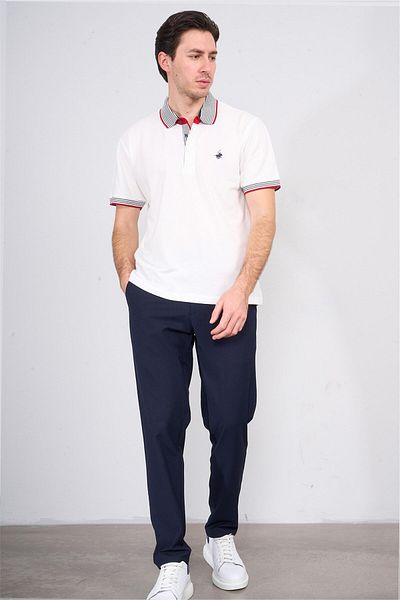 Çetinkaya Chester Polo 3951 Men's Polo Neck Combed Cotton Pique T-Shirt White