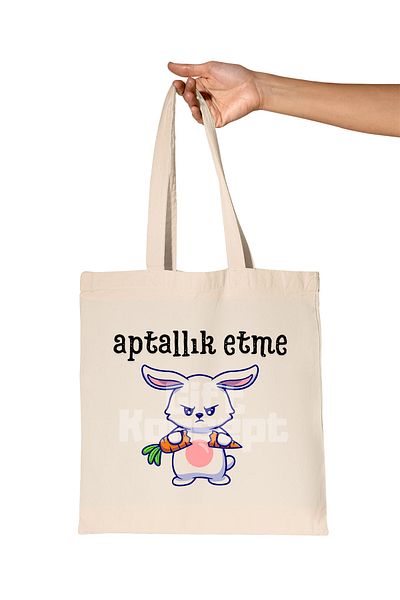 giftkonsept Don'T Be Stupid-Rabbit Funny Printed Gift Organic Raw Cloth Bag