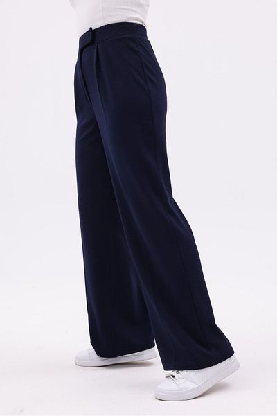 aytenli High Waist Front Pleated Velcro Closure Plus Size Seersucker Palazzo Pants