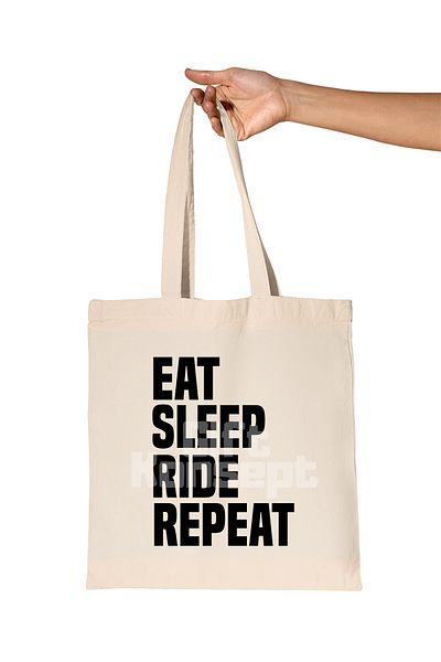 giftkonsept Eat Sleep Ride Repeat Printed Gift Organic Raw Cloth Bag